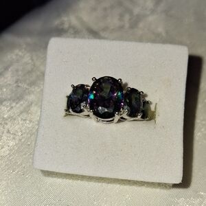 Elegant Silver and Multicolor Stone Ring